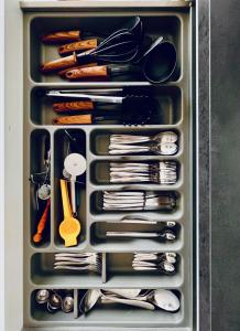 a drawer full of utensils and spoons at Pott Perle in Duisburg