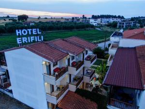 an aerial view of a hotel with red tile roofs at Erifili Kallithea in Kallithea Halkidikis