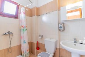 a small bathroom with a toilet and a sink at Erifili Kallithea in Kallithea Halkidikis
