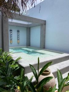 una piscina en una casa con plantas en Hotel Boutique Perainda, en Trancoso