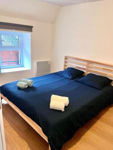 Una cama o camas en una habitación de Situé à 100 mètres de la plage duplex de 65 m2