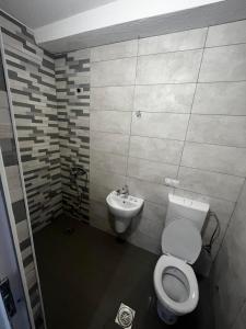 a bathroom with a toilet and a sink at Yahya Rooms in Ohrid