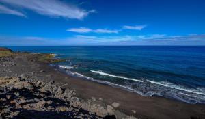 an aerial view of the ocean and a beach at Apartamentos Charco del Conde in Valle Gran Rey
