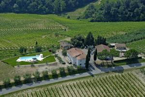 an aerial view of a house in a vineyard at Country House Tenuta Fornacelle in San Gimignano
