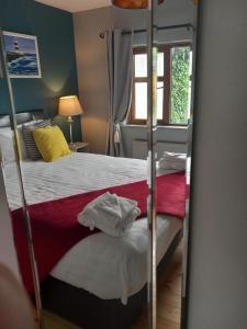 a bedroom with a bunk bed and a mirror at Baywatch Inn in Dingle