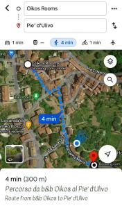 una captura de pantalla de un mapa de Google con un mapa de una carretera en Oikos Apartment, en Bosco
