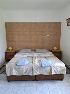 a bedroom with two beds and two night stands at Villa Veneta in Sinemorets