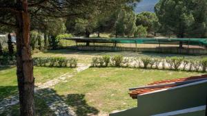 a view of a tennis court in a park at Alexandros Hotel Apartments in Vourvourou