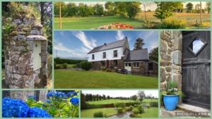 uma colagem de fotos de uma casa e flores em 3 bedroom farmhouse in Normandy em Gathemo