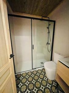 La salle de bains est pourvue d'une douche et de toilettes. dans l'établissement casa Albufera boutique, à Valence