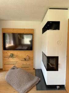Televízia a/alebo spoločenská miestnosť v ubytovaní Bio Apartment - Der Steinadler