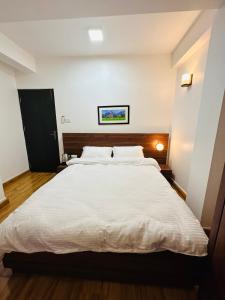 1 dormitorio con 1 cama blanca grande. en Ivanna stay, en Pātan