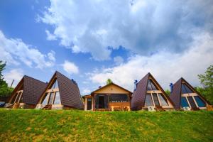 a row of homes on a grassy hill at Cabanele Adyana&Raysa 