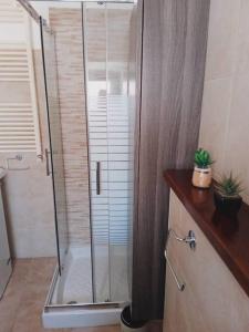 um chuveiro com uma porta de vidro na casa de banho em La Corte di Ma.Mi. em Gallarate