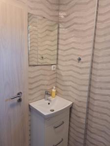 a bathroom with a sink and a mirror at Villa Antonio in Jelsa +25 photos