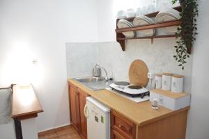 eine Küche mit einer Spüle und einer Arbeitsplatte in der Unterkunft Stefanos Katsaros Studios in Skala