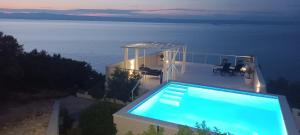 a villa with a swimming pool in front of the ocean at Holiday home Ivo in Prigradica