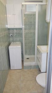 W łazience znajduje się prysznic, umywalka i toaleta. w obiekcie Agréable T3, Bormes Les Mimosas w mieście Bormes-les-Mimosas