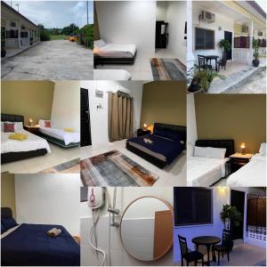 a collage of photos of a hotel room at Rerama Room Stay Langkawi in Pantai Cenang