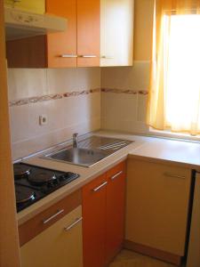 a small kitchen with a sink and a stove at Apartments Zora in Vis