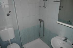 a bathroom with a shower and a toilet and a sink at Apartment in Dugi Rat with sea view, balcony, air conditioning WiFi 5132-1 in Dugi Rat