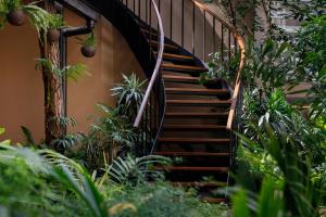 una scala a chiocciola in una casa con piante di Hotel Thrive, A Tropical Courtyard a Kathmandu
