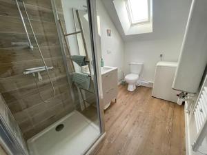 a bathroom with a shower and a toilet at Côté Loire in Blois