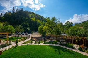 an aerial view of a backyard with a lawn at Abant Villa Otel in Bolu