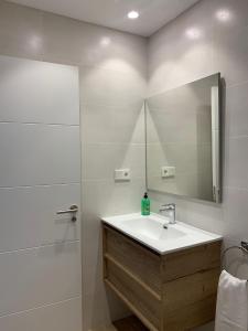 uma casa de banho com um lavatório e um espelho em NUEVO Loylla Niembro a 500 m de la playa em Niembro