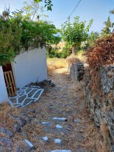 a stone path next to a stone wall at Villa Kos in Asfendioú