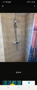 a bathroom with a shower in a tiled wall at H&D Apartment in Sumartin +11 photos