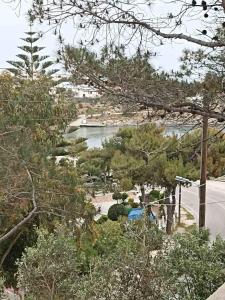 a view of a beach and a body of water at Blue & White Cycladic house - 100m from the beach in Megas Gialos - Nites