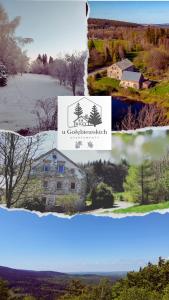 a collage of four pictures of a house at Apartamenty u Gołębiewskich in Stara Kamienica