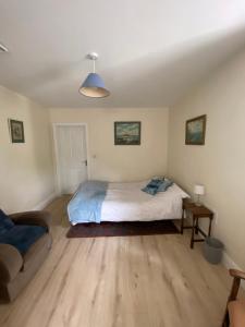 1 dormitorio con 1 cama y 1 sofá en Geraldine House, en Isla de Valentia