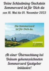 Un folleto para un festival de verano con dos personas en bicicleta en Austrian Alpine Apartments, en Ramsau am Dachstein
