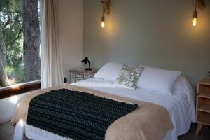 Schlafzimmer mit einem großen Bett und einem Fenster in der Unterkunft Estancia La Titina, Posada y Reserva Natural in Concepción del Uruguay