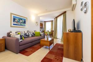 a living room with a couch and a tv at Sanpier Apartments in Veli Lošinj