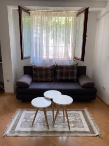 a living room with a couch and two tables at Apartman Allegre in Herceg-Novi