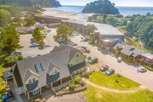 an aerial view of a resort with a beach at Neskowin Nautical Nook in Neskowin