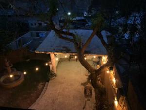 an overhead view of a patio with a tree and lights at lindo departamento independiente in Taxco de Alarcón