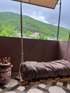 a swing in a room with a view of a mountain at Милый Дом in Vanadzor