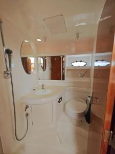 a small bathroom with a toilet and a sink at Seacascais, Lda in Cascais