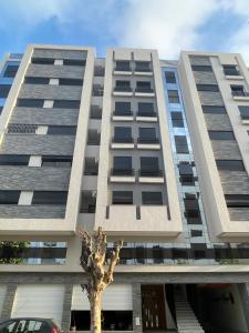 a tall building with a tree in front of it at Appartement moderne au décor raffiné in Kenitra