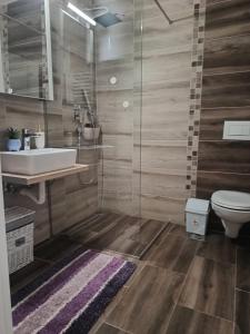 uma casa de banho com um lavatório e um WC em Zvezdica em Banja Koviljača