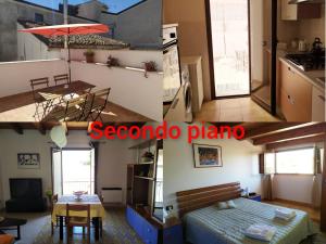 cocina y habitación con cama y mesa en Appartamenti Stella, en Alcamo