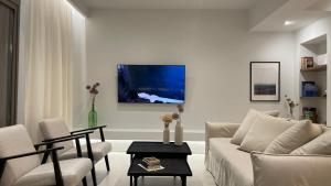 TV a/nebo společenská místnost v ubytování Lagouvardos Beach House