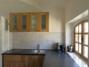 a kitchen with a sink and a counter top at Appartement Quartier Mazarin in Aix-en-Provence