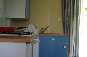 Cuisine ou kitchenette dans l'établissement Camping La Bergerie