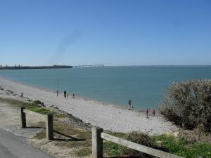 a group of people on a beach near the water at Camping Paradis 4 étoiles Au Port de L'Houmeau - La Rochelle in LʼHoumeau