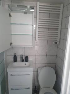 a small bathroom with a toilet and a sink at APPARTEMENT SYMPATHYQUE in Romainville